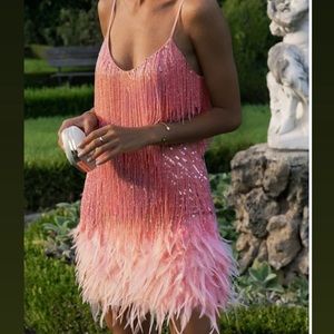 NWT Feather Fringe Dress - Large - Pretty Tina Brand